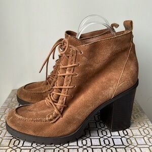 Sam Edelman Circus Denver Brown Suede Lace Up Booties